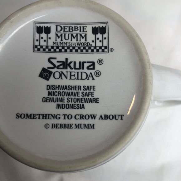 Debbie Mumm Rooster Mugs 4 Something to Crow About Stoneware Sakura Oneida 12 oz - Picture 10 of 12